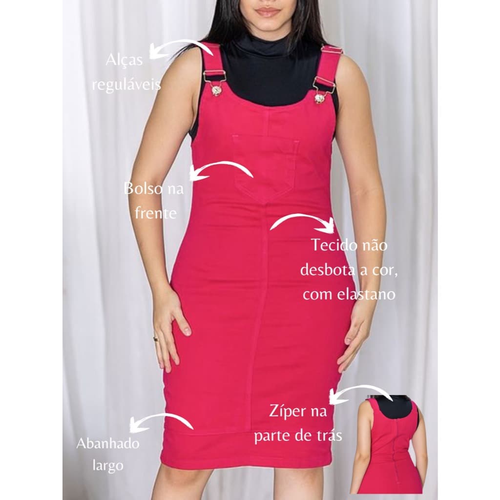 Salopete pink zipen nas costas moda evanjelicar