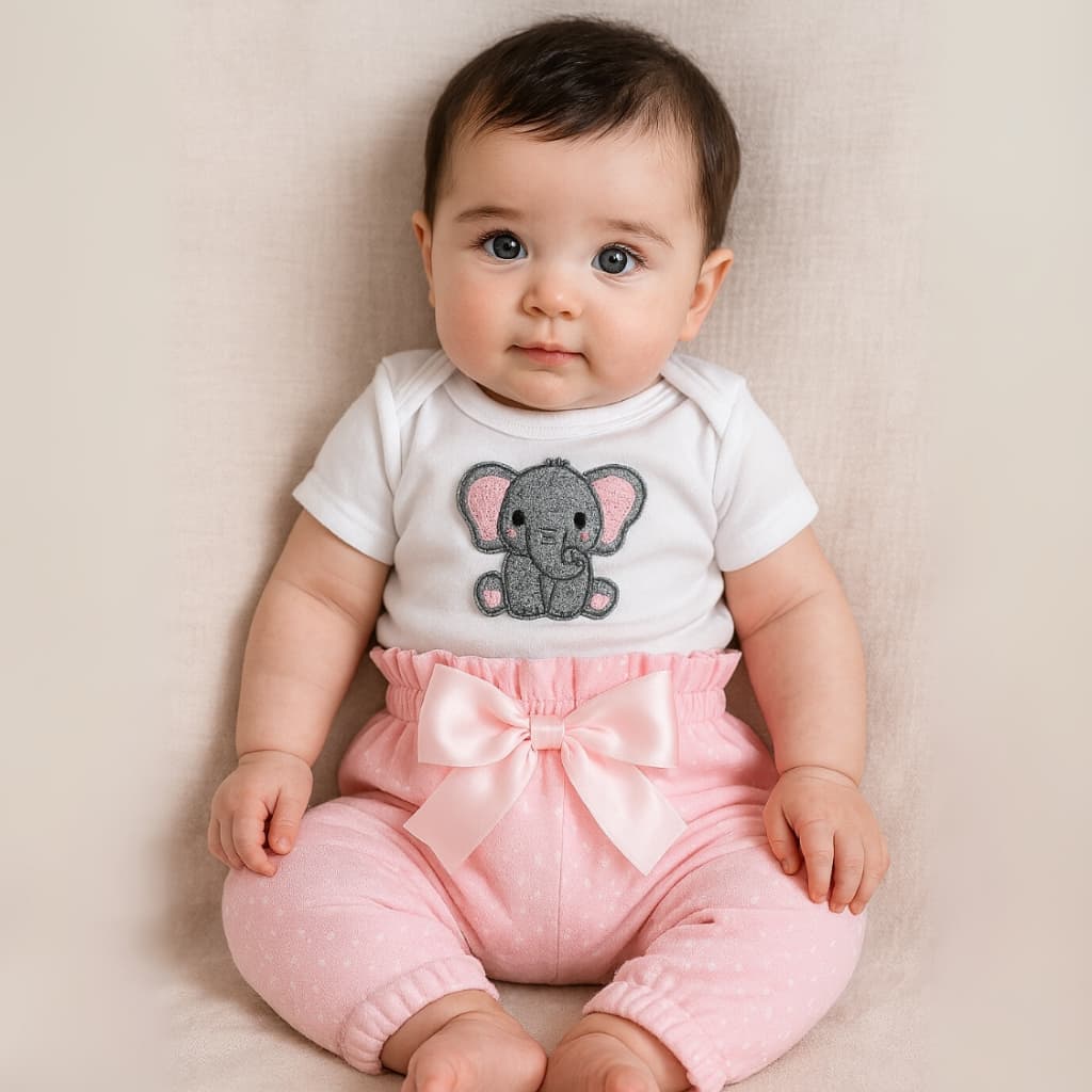 Conjunto Roupa Bebê Menina Body Calça Feminino Algodão Moda Bordado infantil Conjuntinho Roupinha