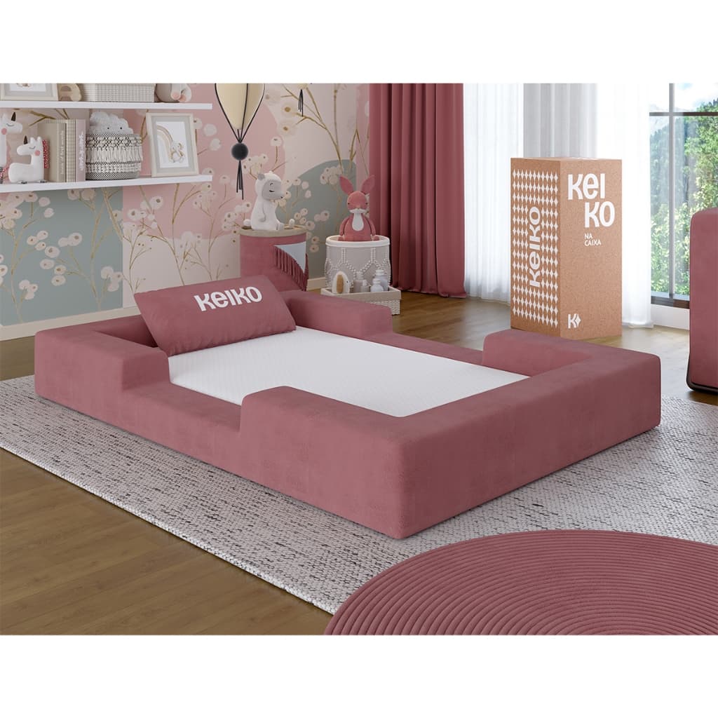 Cama Montessoriana Solteiro Ninho 100% Espuma Rosa Keiko