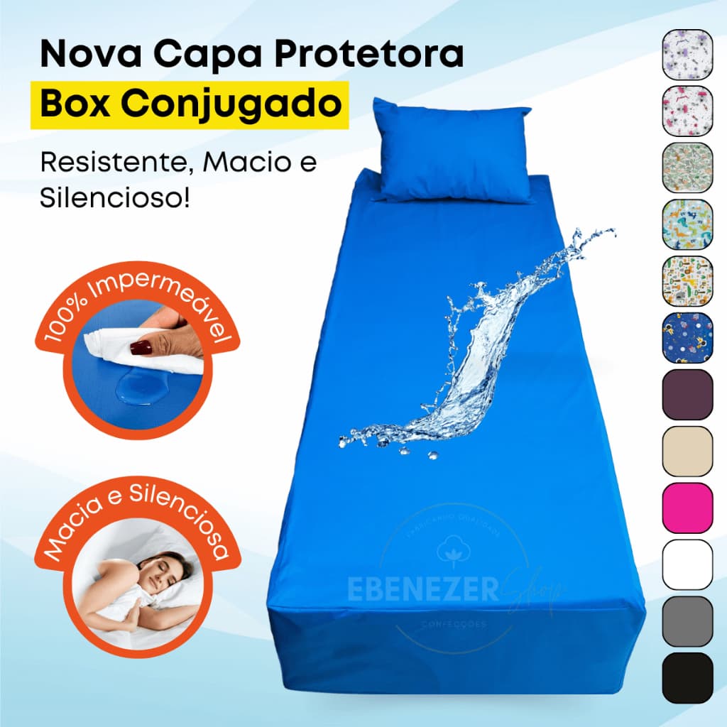 Protetor Impermeável Capa Box Conjugado Solteiro Casal e Queen Capa Protetora Antiácaro Antialérgica