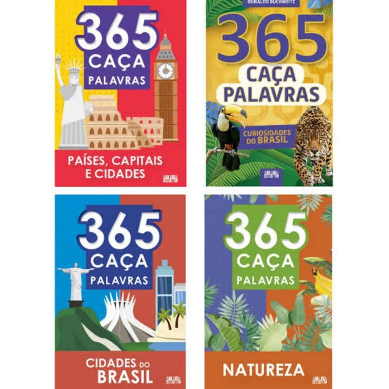 KIT 365 CAÇA PALAVRAS - 4 LIVROS