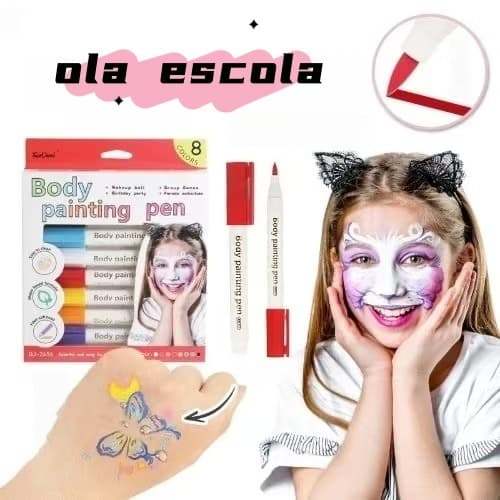 Caneta de Pintura Corporal Lavável para Crianças Jinwannian Ponta Macia Graffiti Facial Jogo PK Pintura Corporal