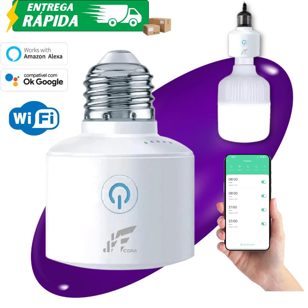 Soquete Inteligente Wi-fi E27 Bocal Lâmpada Compatível com Alexa e Google Casa Inteligente Automação
