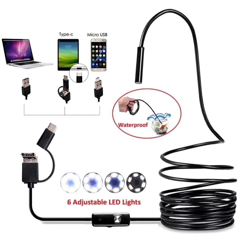 Câmera Sonda Endoscópica Android Prova Água Foto Inspeção 2m