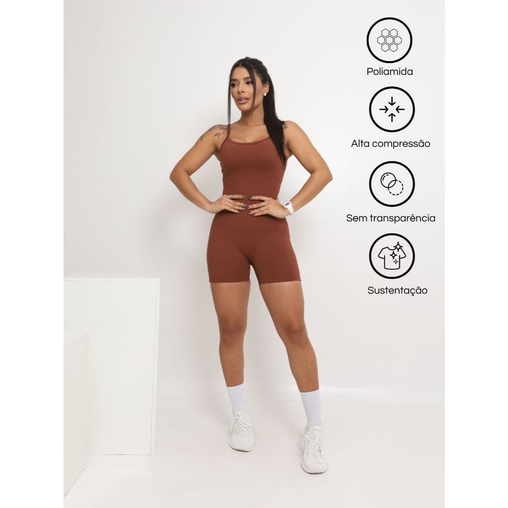 Macaquinho Fitness Blackout Alcinha Slim Sem Transparência Academia Poliamida