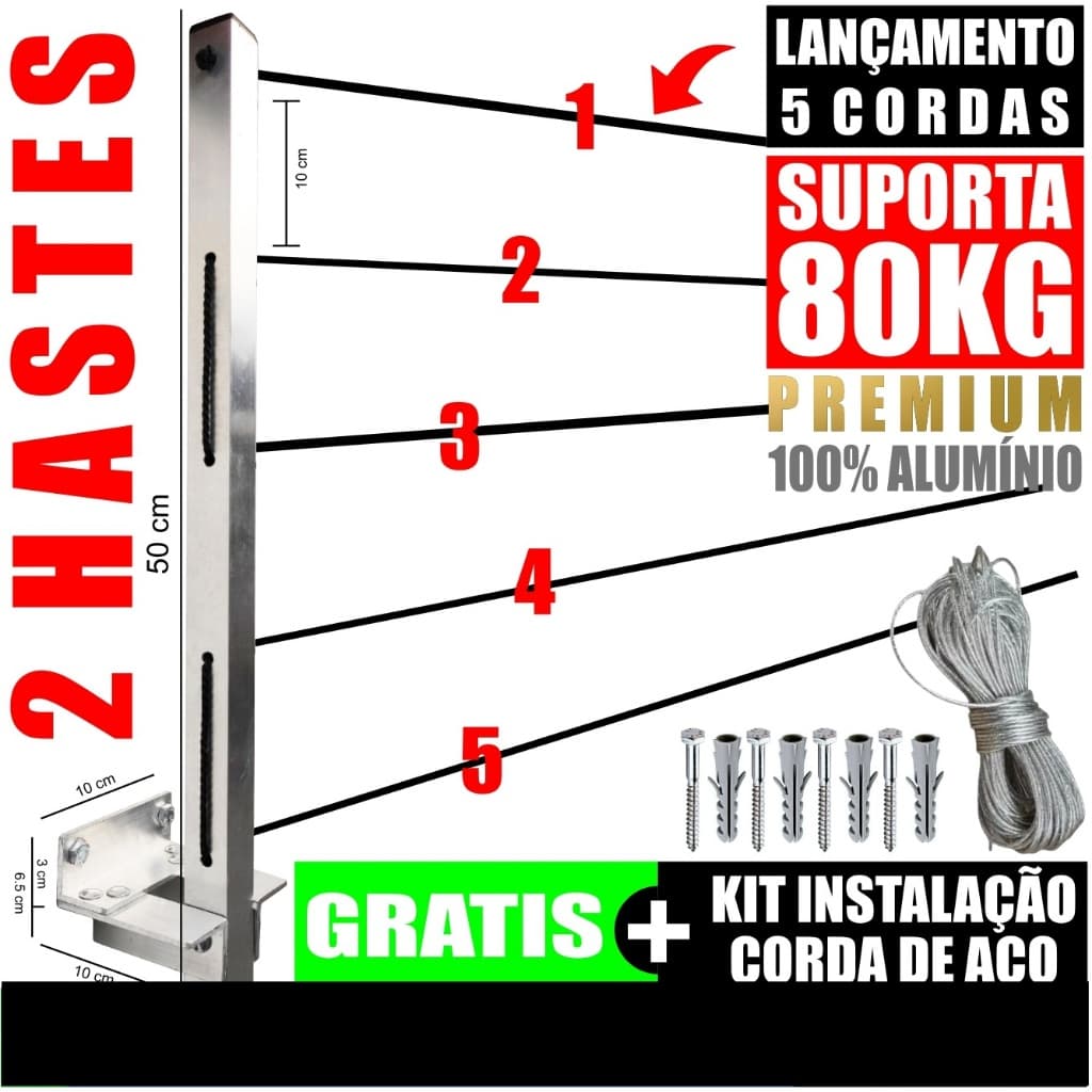 Varal de Roupa de Parede Retrátil para Quintal 20 Metros