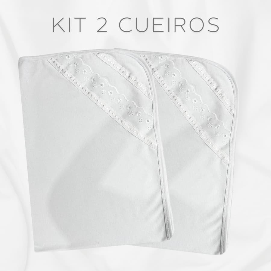 Kit 2 Cueiros Bebê Infantil Branco Malha 100% Algodão 80cm