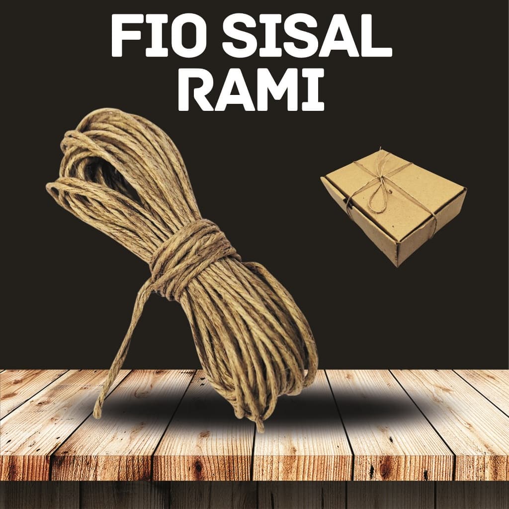 Fio Cordão de Juta Corda Cordinha Rami Sisal 10 metros 2mm de espessura.