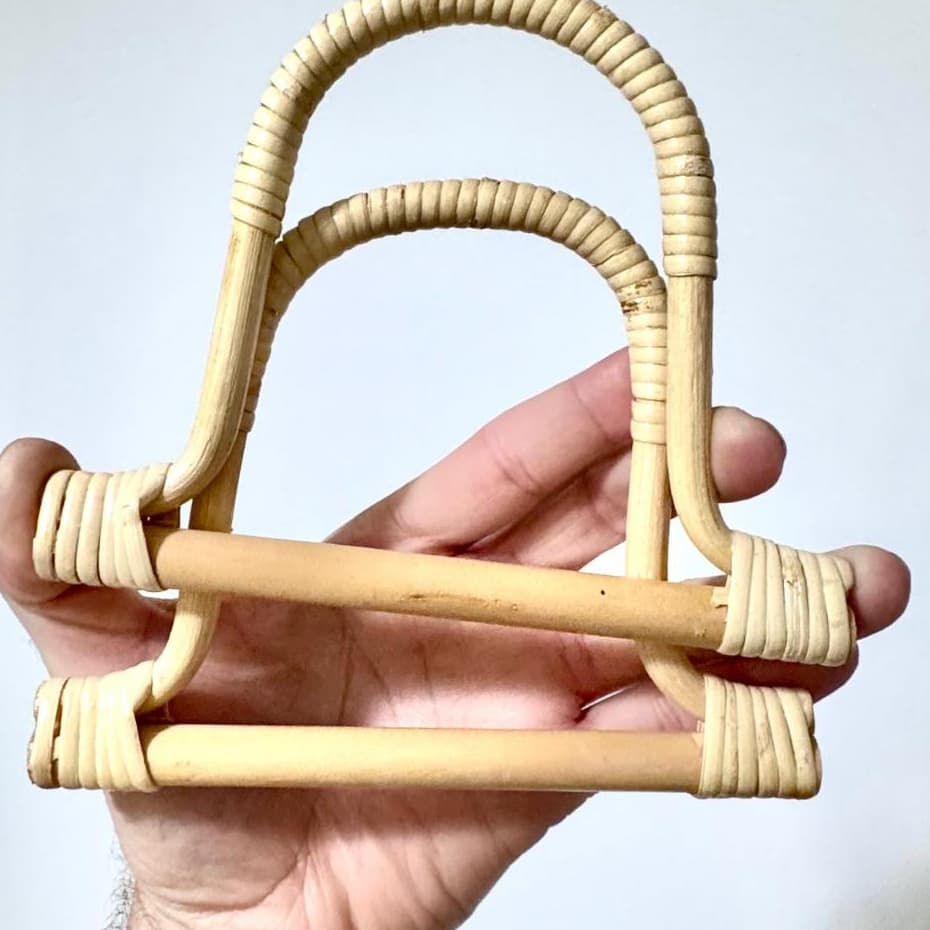 Alça de Madeira Com Bambu Cor Natural Cru - Par