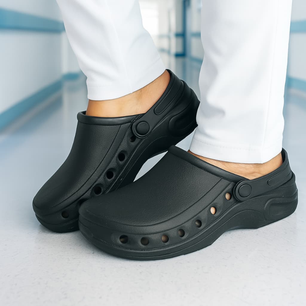 Babuche Feminino Fechado Cozinheira Profissional Uniforme EPI Sapato Confortável Transpiravel