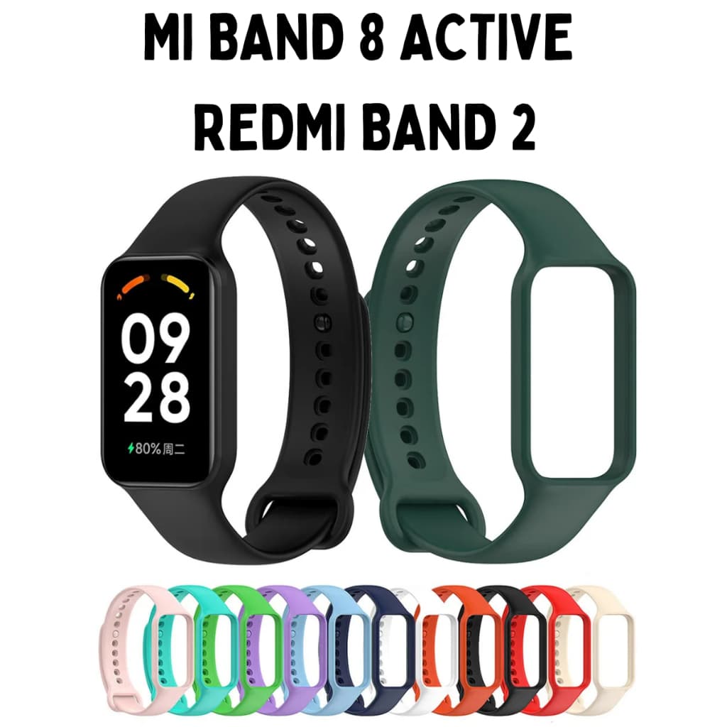 Pulseira de Silicone para Mi Band 8 Active Redmi Band 2