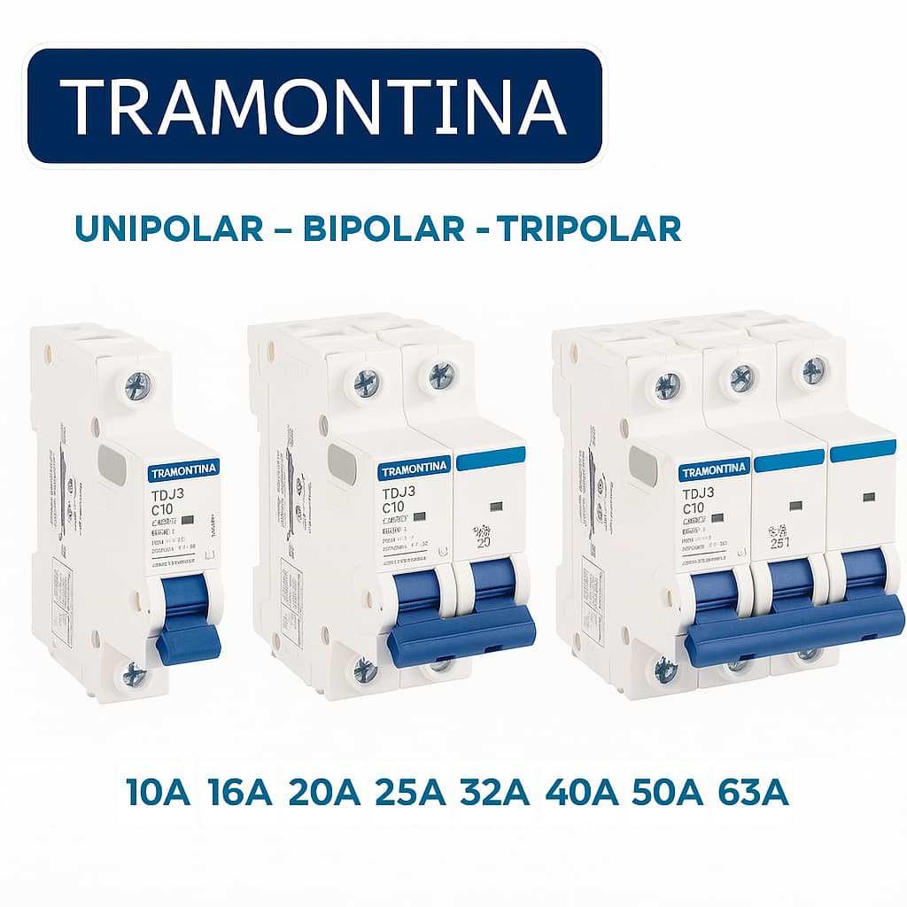 Disjuntor TDJ3-3KA Unipolar/Bipolar/Tripolar de 10A a 63A - Tramontina