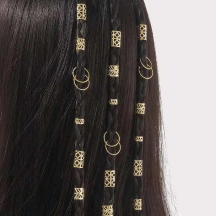 kits 20-40 De Anéis De Cabelo Para tranças box | trança nago dourado e prata