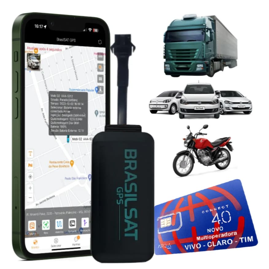 Rastreador Veicular Gps Carro Eletrico Moto Caminhao Chip Com Aplicativo Em Tempo Real