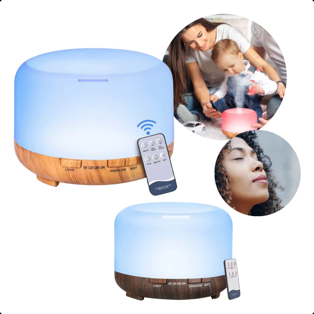 Umidificador Ultrassônico Silencioso com Luz LED e Aromaterapia