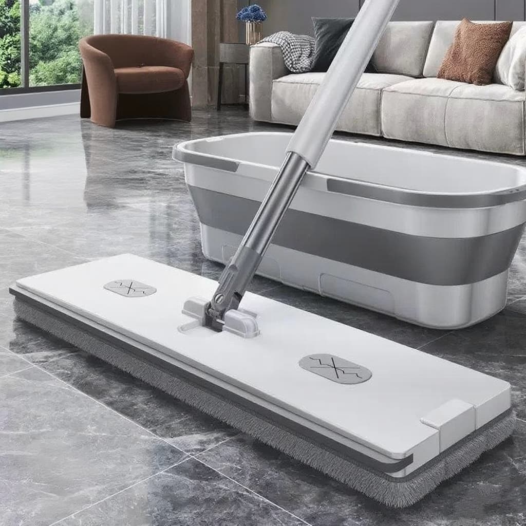 Esfregão Rodo Lazy Mop Mágico Limpeza Mop Flat 360°  Seco/Molhado,  Raspador Não Precisa Enxaguar