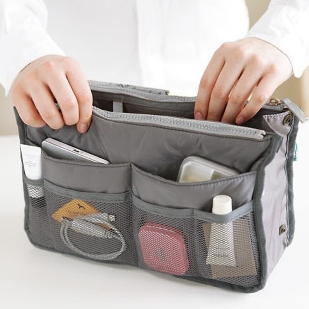 Necessaire Viagem Estilo Kpop Com Divisórias Duplas Zíper Oculto Organizador Grande Espaço Para Acessórios