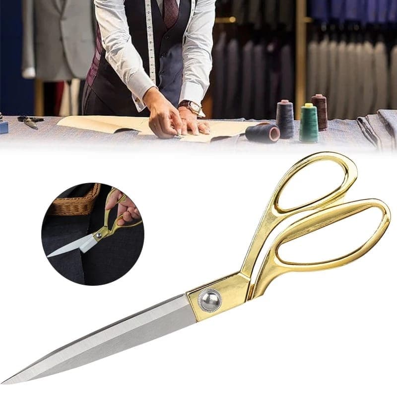 Tesoura Uso profissional dourada para costureira - Tesoura Tapeceiro Forjada Alfaiate