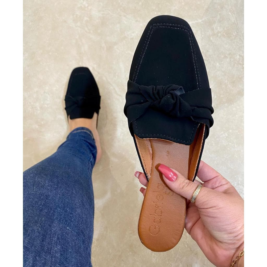 Mule Feminino Sapato Sapatilha Mocassim Detalhe No Bico Quadrado