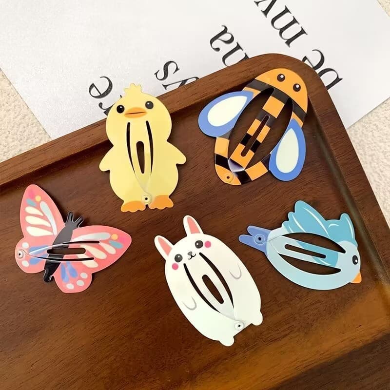 Kit 2/4/6 Presilhas de Cabelo de Animais de Desenho Animado para Crianças Tic Tac fofo