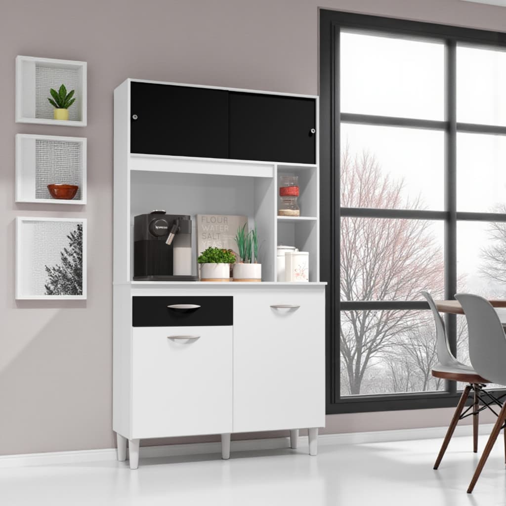 Armário Sala de Jantar Cozinha Compacta Organizador Duda 172x90x35cm Com Gaveta Várias Cores