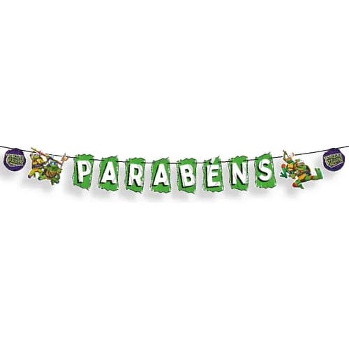 Faixa Decorativa Parabéns - Tema Tartaruga Ninja