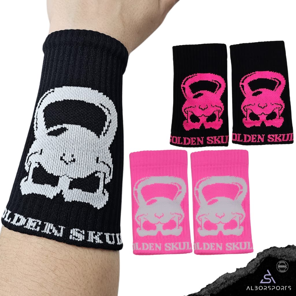 Kit 2 Pares Munhequeira Canelada Golden Skull Lançamento Promoção C/NF