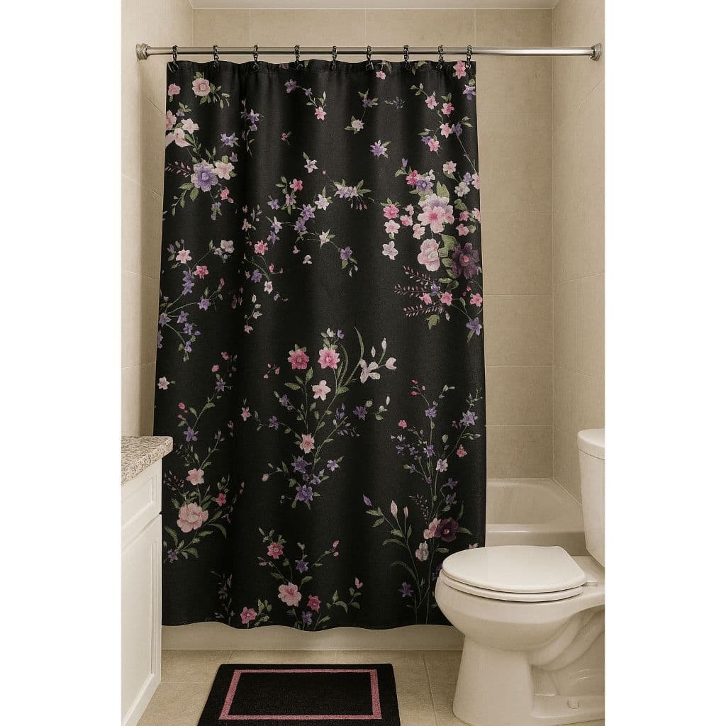 Cortina Para Box Banheiro Tecido Poliéster 180*180cm de Múltiplas Estampas temas florais, aquática