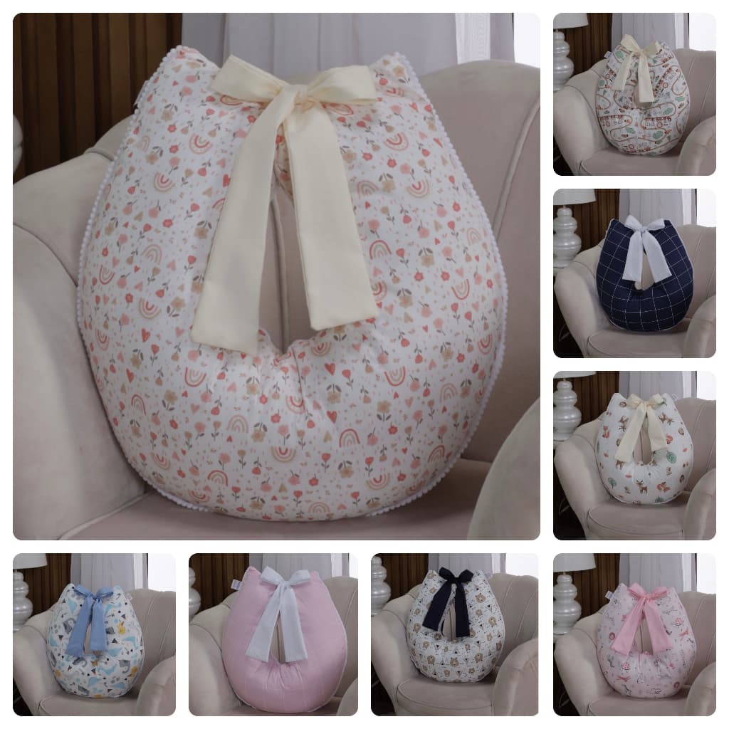 Capa Almofada De Amamentação Com Laço 100% Algodão Com Zíper