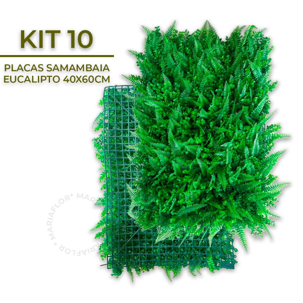 10 Placas de Samambaia/Eucalipto 60x40cm Muro Ingles Premium