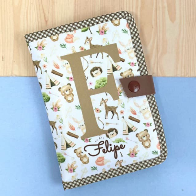 Porta Documentos Alfabeto, porta passaporte, porta carteira de trabalho e documentos do bebê - MENINOS