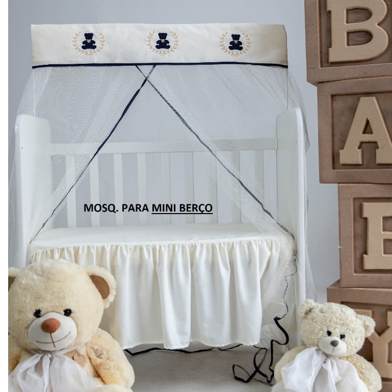 MOSQUITEIRO CORTINADO PARA ********** MINI BERÇO******** URSINHO MARINHO/BEGE 0,64 LARGURA x 1,50 ALTURA