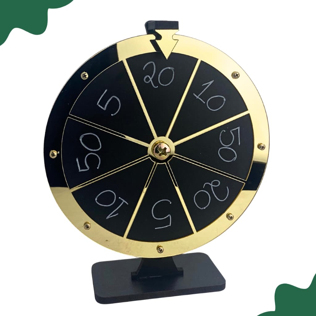 Roleta Jogos Sorte Sorteios Mdf Preto Acrílico Dourado - LANÇAMENTO!