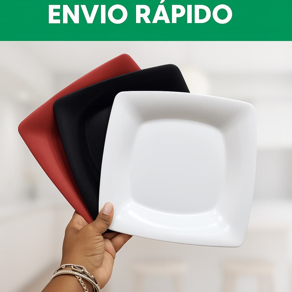 Kit 5 a 50 Pratos Quadrados Plástico resistentes lavável p/ churrascos refeições festas aniversários