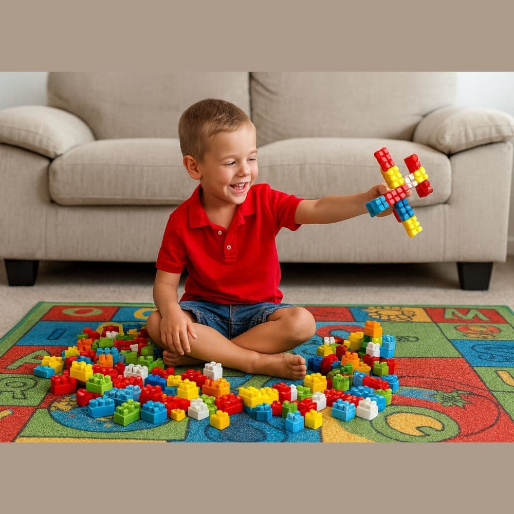 Blocos de Montar Infantil 256 Peças Educativo Didático Brinquedo Criativo Coordenação Motora Encaixe Fácil Colorido