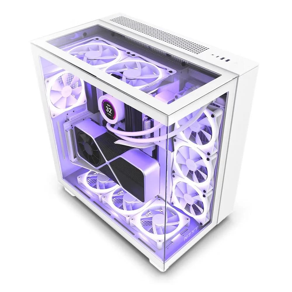 Gabinete gamer NZXT - H9 Elite White - Dual Chamber, Vidro temperado, RGB e controlador de ventilador