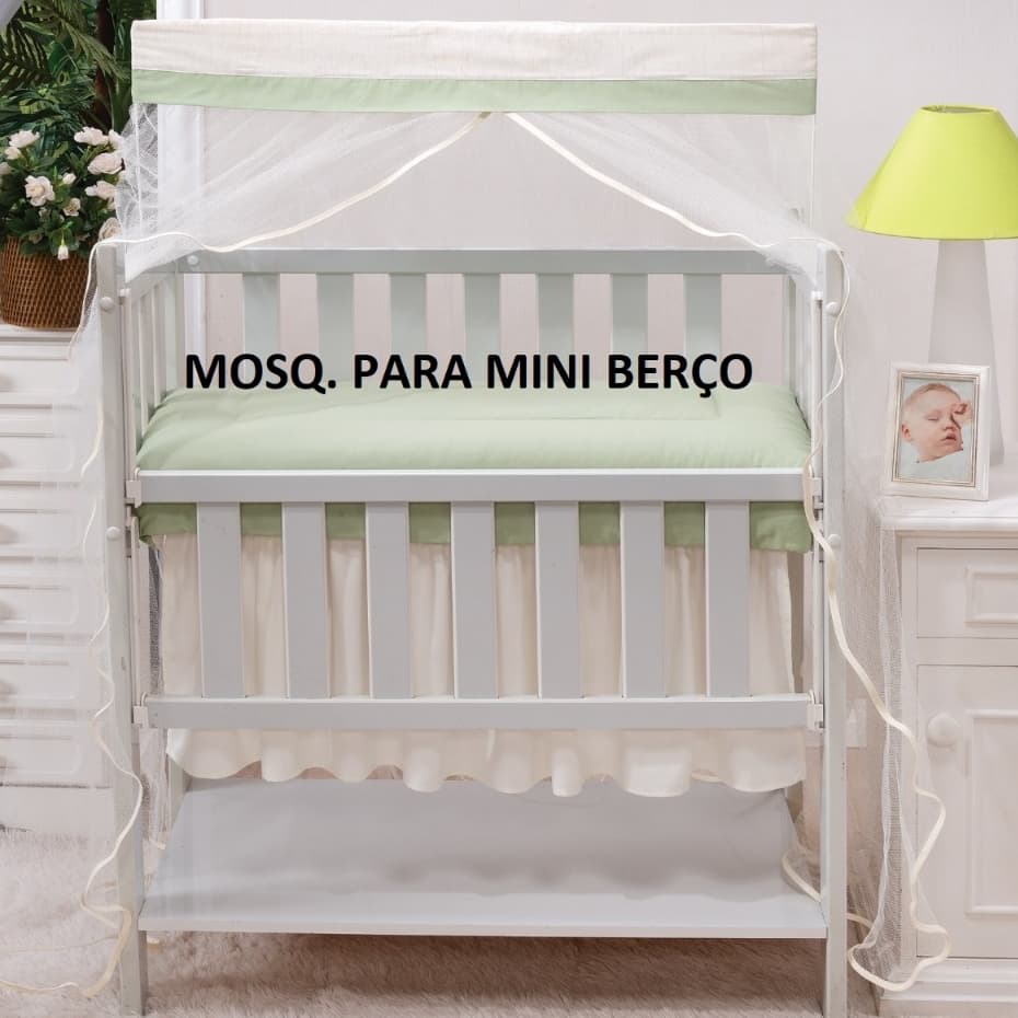 MOSQUITEIRO PRA *****MINI BERÇO ***** PALHA COM  BARRADO VERDE FIORENCE