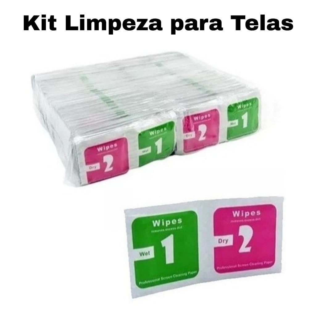 Kit 10 a 100 Panos Limpa Tela de Celular Tablet Sache de Limpeza de Touch p Aplicar Pelicula