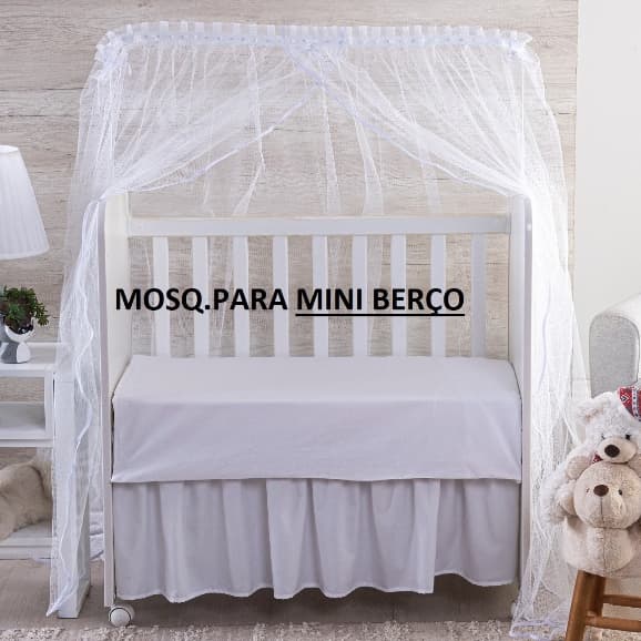 MOSQUITEIRO ( CORTINADO) PARA **** MINI BERÇO **** TULE BRANCO COM VIES BRANCO DELICADO