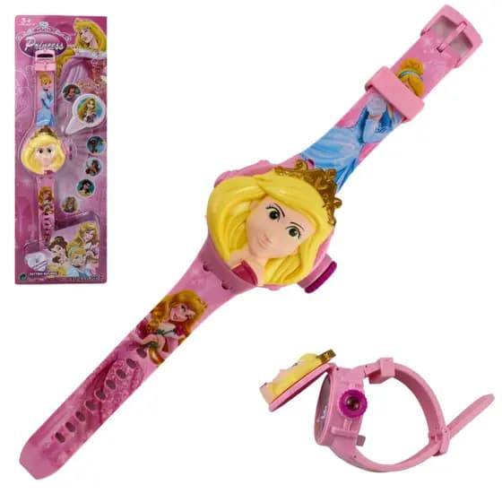 Relógio Infantil Princesas Projeta Diversas Imagens Mostra Hora Digital