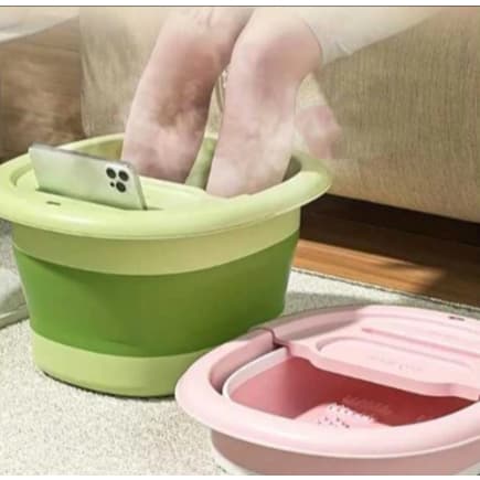 Balde Massageador para Pés Dobrável em Silicone Portátil