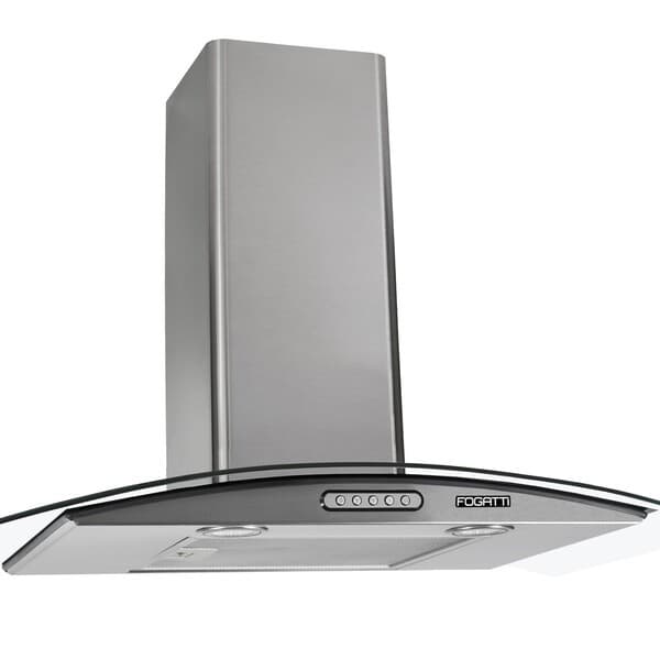 Coifa De Parede Fogatti Vidro Curvo Slim Inox 4 E 6 Bocas 75cm