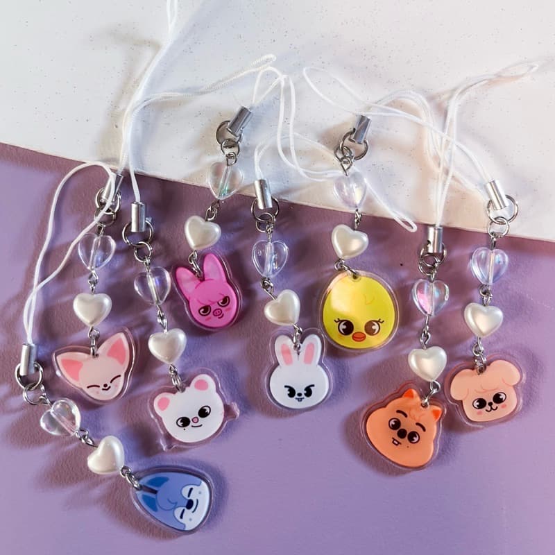 PHONE STRAP  | ACESSÓRIO PARA CELULAR - STRAY KIDS, SKZOO, PHONE CHARM CORAÇÃO SKZOO