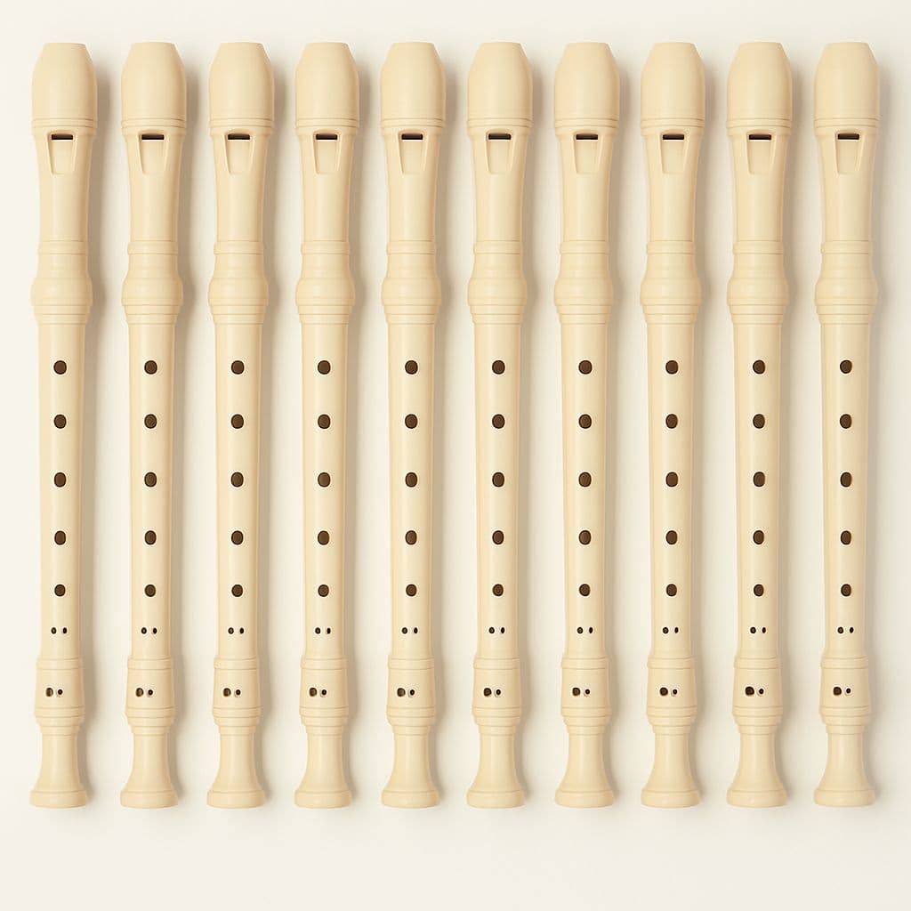 Kit Com 10 Flauta Doce Resina Soprano Modelo Germanica Estudo Com Vareta De Limpeza