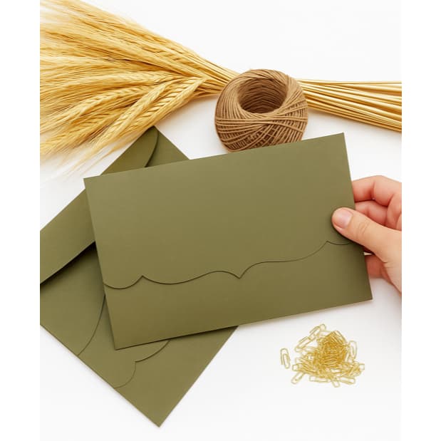 50 Envelopes pronto para convites Verde Musgo 180g - Vários Modelos