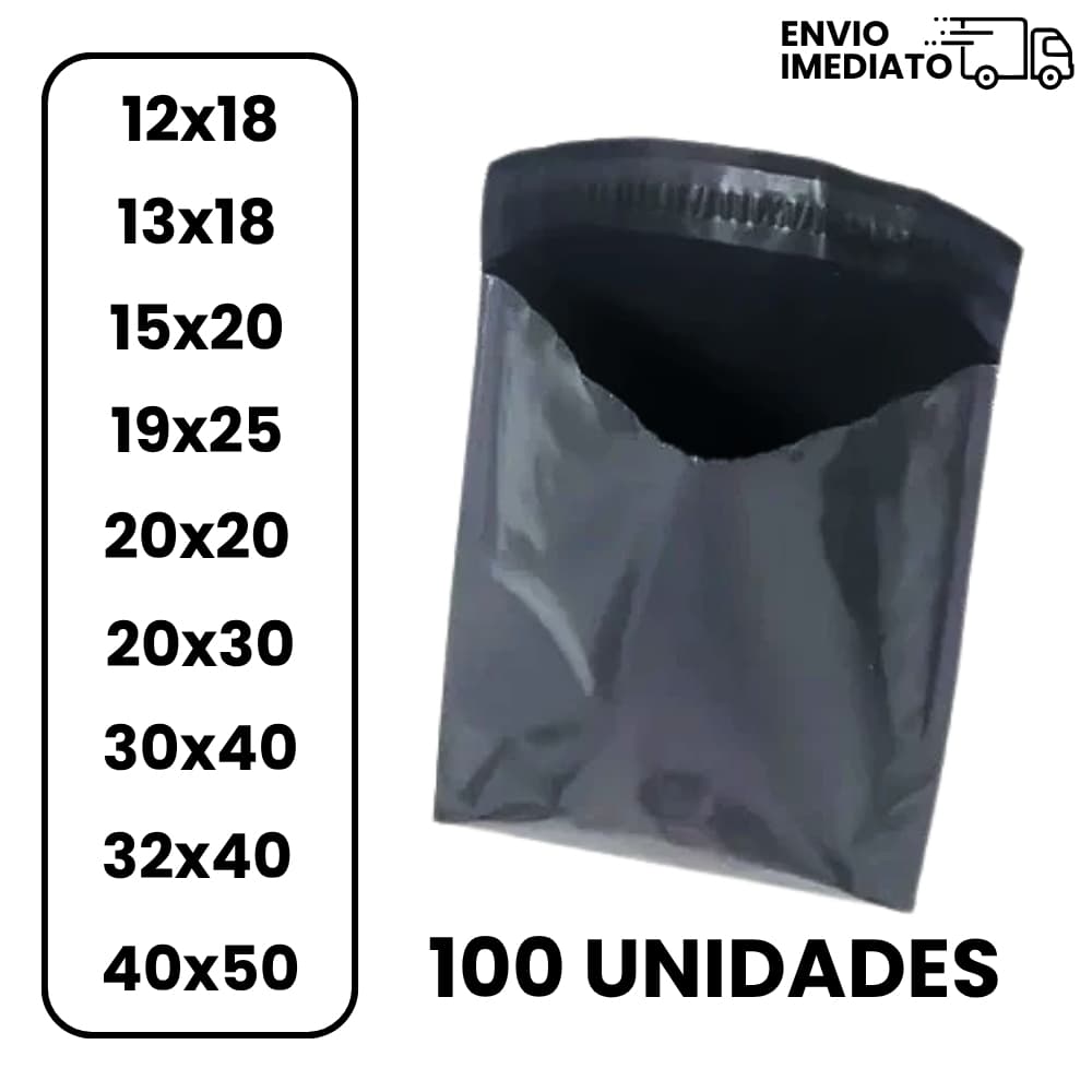 Kit Envelope de Segurança com 100 Unidades Embalagem Cinza Auto Colante - Diversas Medidas