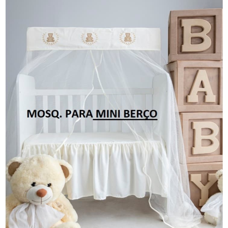 MOSQUITEIRO CORTINA PARA *********    MINI BERÇO ******** URSINHO BEGE NEUTRO 0,94 LARGURA x 1,50 ALTURA