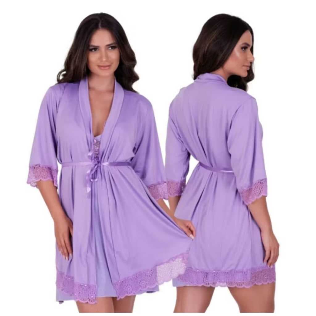 ROBE LUXO RENDA HOBBY FEMININO ROUPÃO SAIDA MATERNIDADE PIJAMA FEMININO SENSUAL