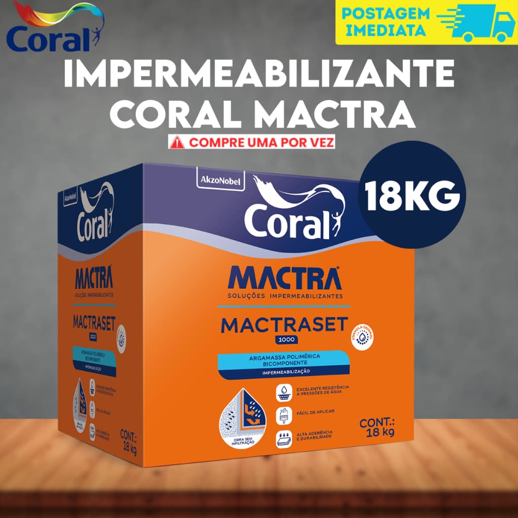 Impermeabilizante Mactraset Coral 18kg Massa Polímérica Cozinha e Banheiros Tecplus