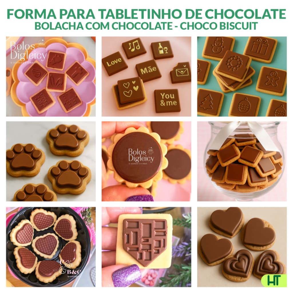 Kit 2 Formas para Chocolate BWB - Tabletinho para Bolacha - Choco Biscuit